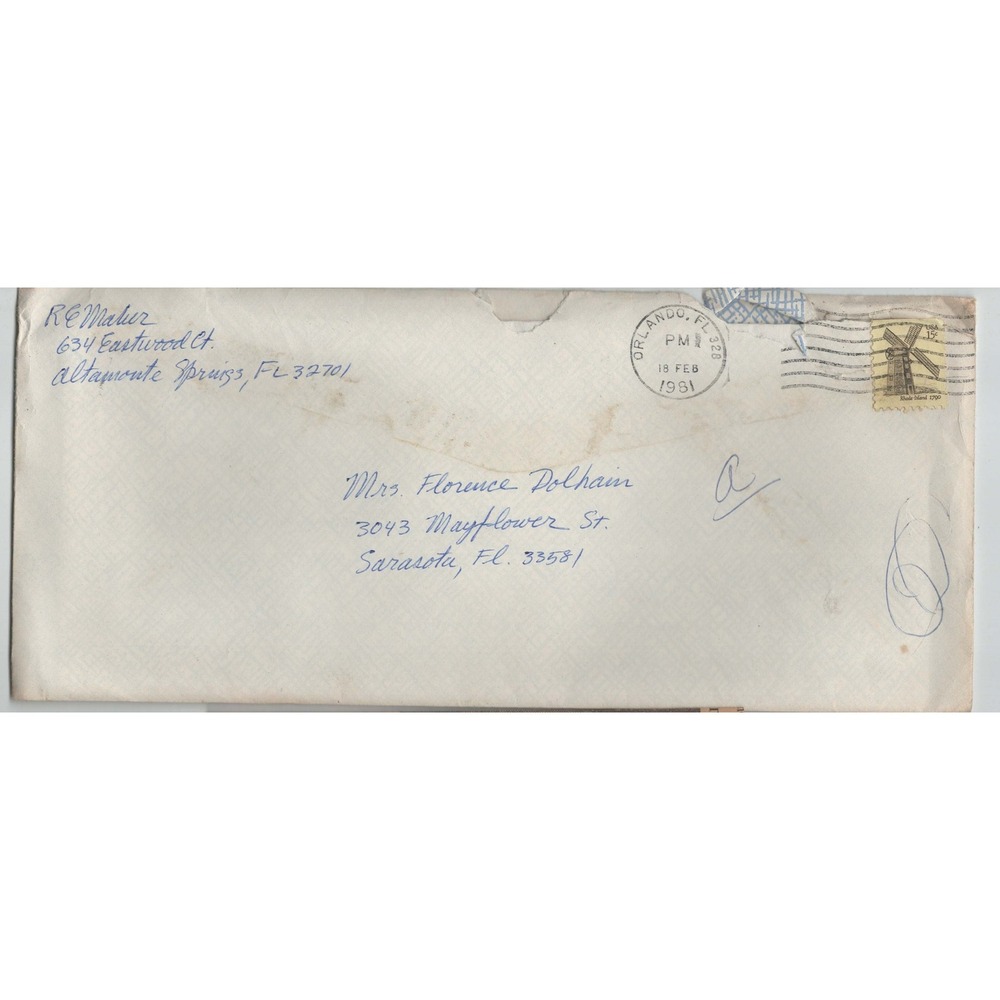 Lot of 13 Vintage Mailed Envelopes Covers 1950s-1980s Sarasota Florida Postmarks - Picture 4 of 14